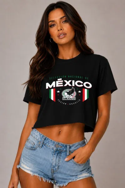 Truedames Short Sleeve Cotton Mexico Print Shirt In Black
