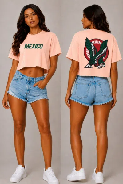 Truedames Short Sleeve Cotton Mexico Print Shirt In Pink