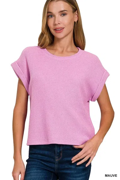 Truedames Short Sleeve Crew Neck Sweater In Pink