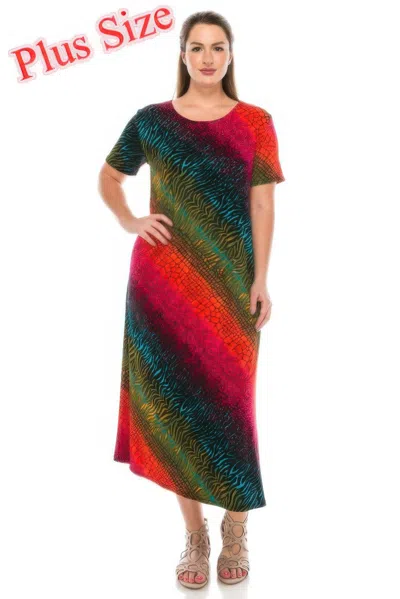 Truedames Short Sleeve Printed Maxi Dress In Multi