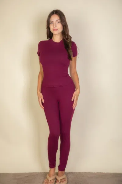 Truedames Short Sleeve Round Neck T Shirt In Purple
