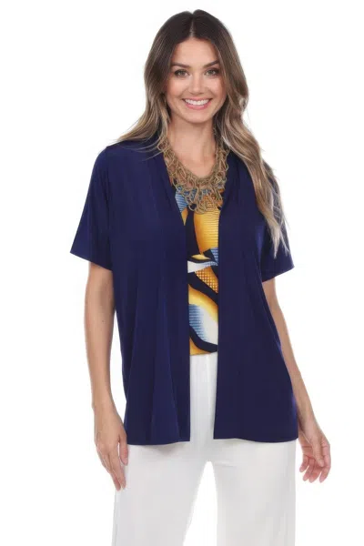 Truedames Short Sleeve Stretch Cardigan Jacket In Blue