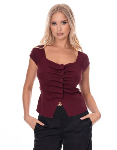 Truedames Short Sleeve Top In Brown