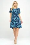 Truedames Short-sleeved Knee-length Dress In Blue