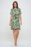 Truedames Plus Size Print Missy Dress Short Sleeve In Green