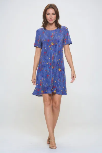 Truedames Short-sleeved Knee-length Dress In Multi