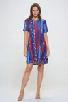 Truedames Short-sleeved Knee-length Dress In Multi