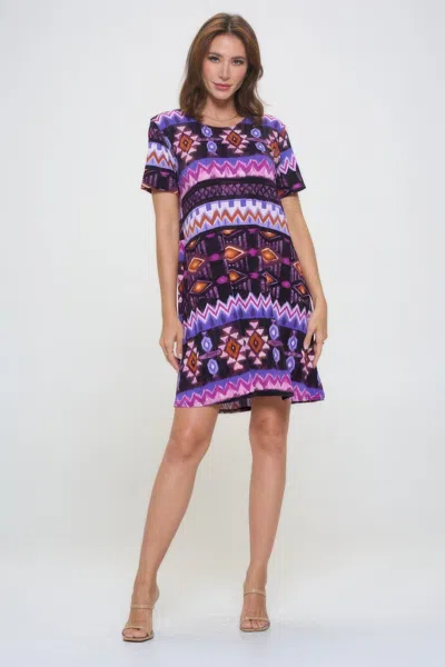 Truedames Short-sleeved Knee-length Dress In Purple