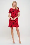 Truedames Short-sleeved Knee-length Dress In Red