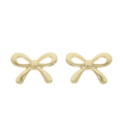 Truedames Short Tail Bow Ribbon Post Earrings In Gold