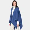 Truedames Shoulder Strap Solid Ruana Poncho In Blue