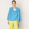 Truedames Shoulder Strap Solid Ruana Poncho In Blue