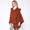 Truedames Shoulder Strap Solid Ruana Poncho In Brown