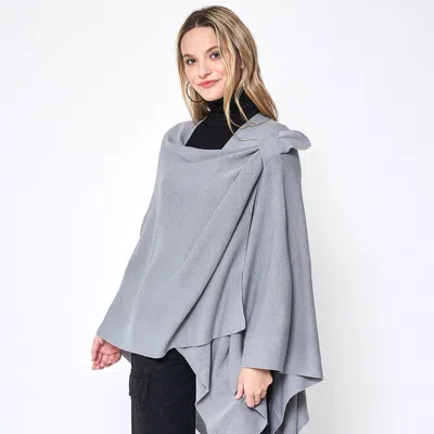 Truedames Shoulder Strap Solid Ruana Poncho In Gray