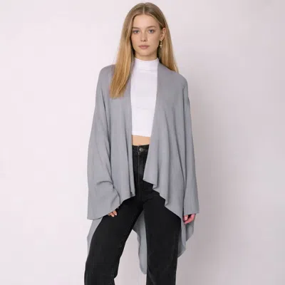 Truedames Shoulder Strap Solid Ruana Poncho In Gray