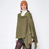Truedames Shoulder Strap Solid Ruana Poncho In Green