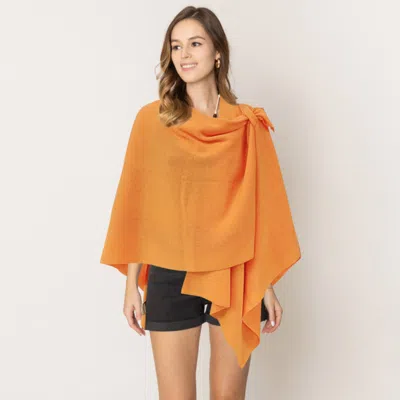 Truedames Shoulder Strap Solid Ruana Poncho In Orange