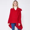 Truedames Shoulder Strap Solid Ruana Poncho In Red