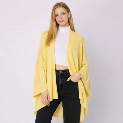 Truedames Shoulder Strap Solid Ruana Poncho In Yellow