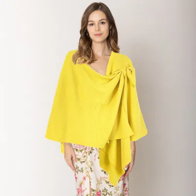Truedames Shoulder Strap Solid Ruana Poncho In Yellow