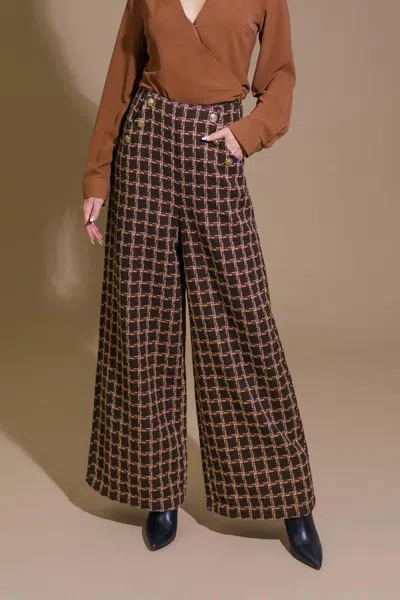 Truedames Show You Off Tweed Pants In Brown