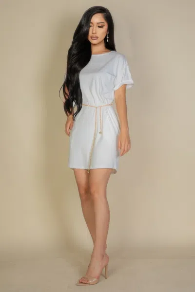 Truedames Side Pocket Double Folded Mini Dress In White
