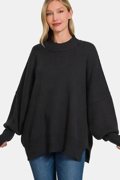 Truedames Side Sit Oversize Sweater In Black