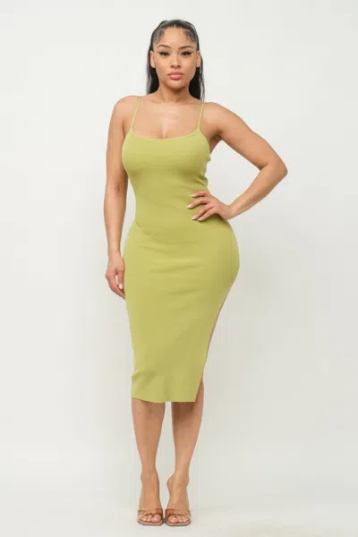 Truedames Side Slit Cami Dress In Green