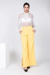 Truedames Side Slit Detail Wide Leg Pants In Gold