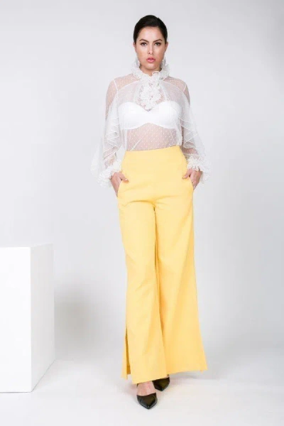 Truedames Side Slit Detail Wide Leg Pants In Gold