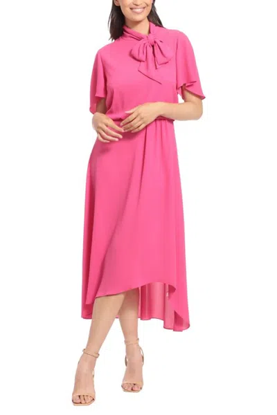 Truedames Side Tie Flutter Sleeve Blouson Midi Dress In Pink