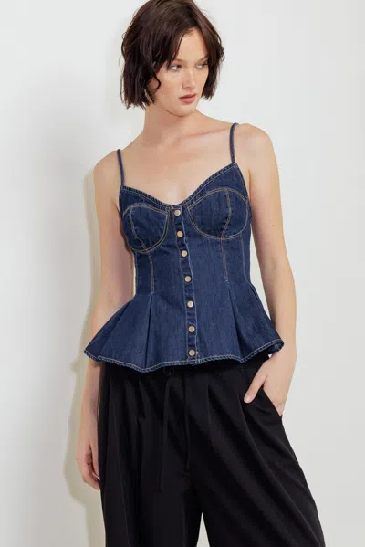 Truedames Silent Authority Denim Cami Top In Blue