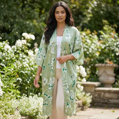 Truedames Silk Feel Floral Print Kimono Poncho In Multi