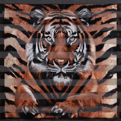 Truedames Silky Satin Feel Tiger Print Square Scarf In Brown