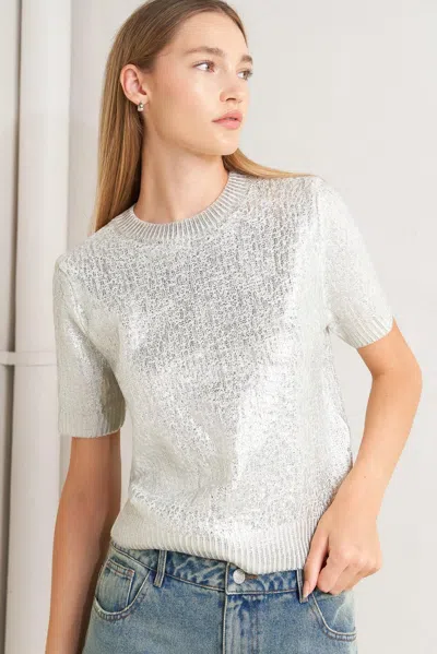 Truedames Silver Glow Knit Top In Blue