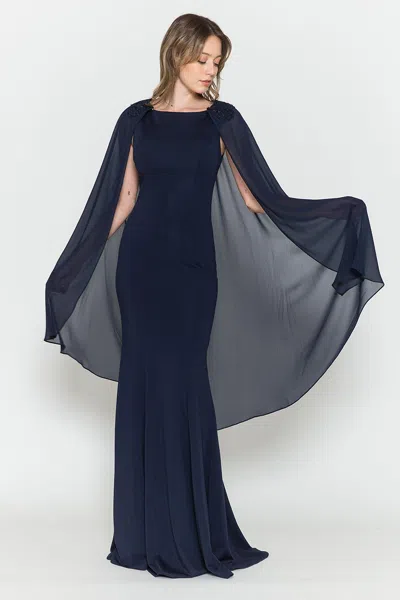 Truedames Simple Cap Sleeve Engagement Gown In Blue