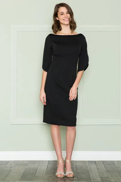 Truedames Simple Knee Length Modest Mother Of Bride Dress In Black