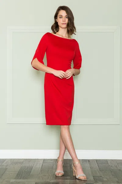 Truedames Simple Knee Length Modest Mother Of Bride Dress In Red