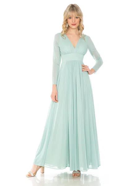 Truedames Simple Long Sleeve Modest Bridesmaids Dress In Green
