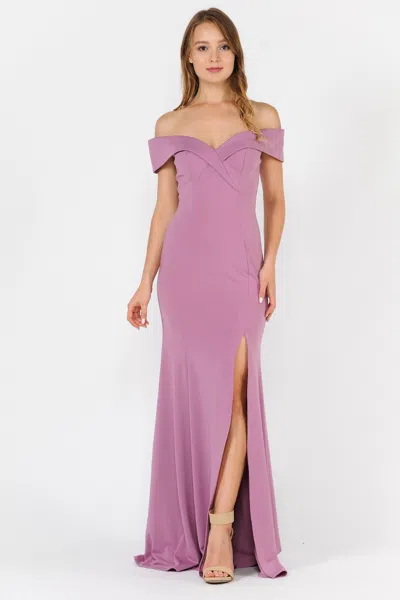Truedames Simple Off Shoulder Bridesmaids Prom Long Dress In Purple