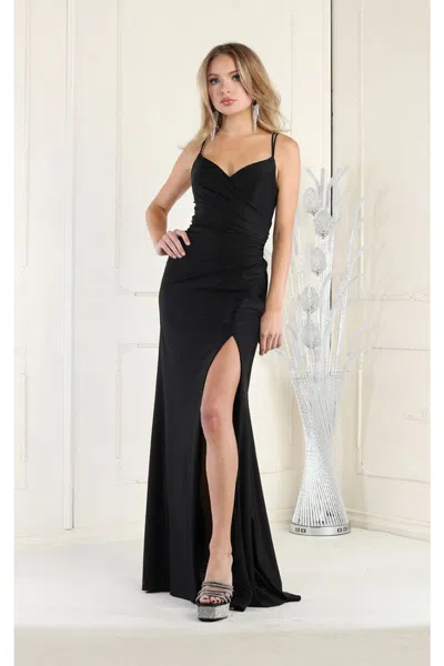 Truedames Simple Ruched Bodice Bridesmaids Gowns In Black