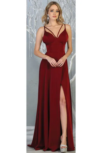Truedames Simple Sexy Double Strap Long Evening Gown In Red