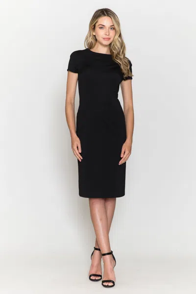 Truedames Simple Short Cap Sleeve Mother Of Bride Dress In Black