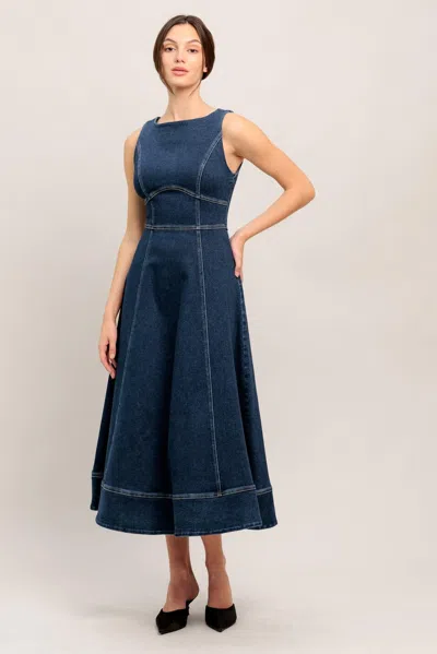 Truedames Simple Statement Denim Denim Midi Dress In Blue