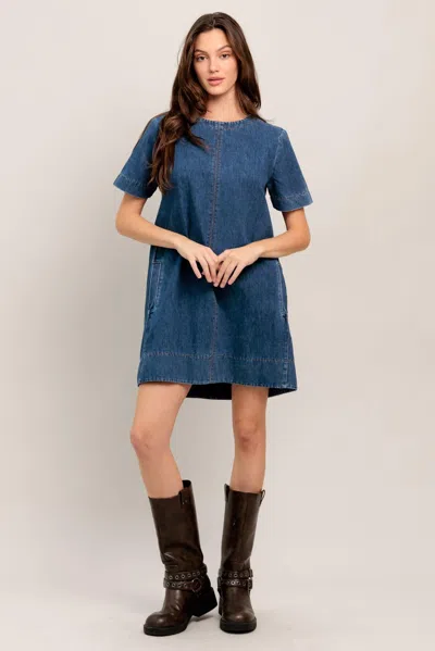 Truedames Simply Put Together Denim Mini Dress In Blue