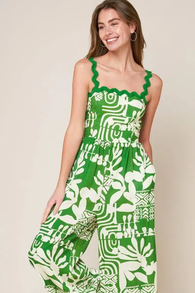 Truedames Simply The Vibe Woven Jumpsuit In Green