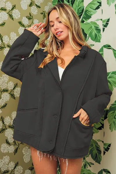 Truedames Single-breasted Washed Fleece Jacket In Gray