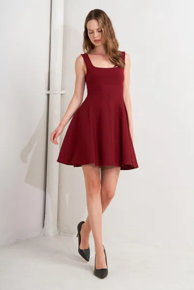 Truedames Skater In Wine Sweater Mini Dress In Red