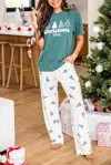 Truedames Skobeloff Christmas Tree Print Tee And Pants Lounge Set In Multi