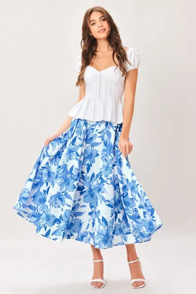 Truedames Sky Blossom Woven Full Circle Skirt In Multi